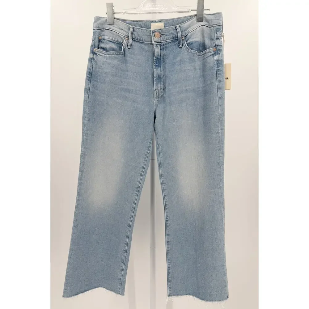 MOTHER Jeans Kick It Ankle Fray Light Blue Wash Straight Leg Ankle Denim NWT 31 - Picture 12 of 13
